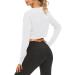 Mippo Long Sleeve Crop Top - Women's White Workout Athletic Gym Shirt - Buy Online on SooperMarket.com