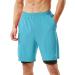 TENJOY Men's 2 in 1 Running Shorts - Quick Dry Athletic Workout Shorts with Phone Pockets (Light Blue, Large) - Buy Online on SooperMarket.com