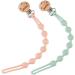 Pack of 2 One-Piece Design Silicone Pacifier Clip Holder Soft Silicone Teether Pacifier Strap with Clip Baby Teether Toys (Apricot/Mint)