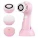 MOSCHOW Facial Cleansing Brush  Rechargeable Waterproof Face Cleanser Spin Face Brush for Deep Cleansing with 3 Brush Heads and 2 Power Modes (Pink)