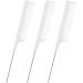 DAZISEN 3 Pieces Hair Comb - Anti-Static Tail Combs Fine Tooth Combs Salon Barber Hairdressing Comb with Stainless Steel Handle for Women and Men White *3