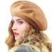 LADYBRO Rhinestone Beret Hats for Women 2 Layers Wool French Hat Lady Winter Black Red Light Tan (Floral Pattern)
