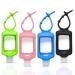 ICHOEEU 4 Pack Travel Size Plastic Clear Bottles w/Silicone Sleeve Refillable Empty Squeeze Containers Leakproof Flip Cap Keychain Bottles Hand Sanitizer Holder for Backpack Travel Outdoor (60ml/2oz) 4 Count (Pack of 1)