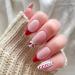 Vatocu Christmas False Nails Short Red Press on Nails Snowflakes Elk Fake Nails Snowman Acrylic Stick on Nails for Women and Girls(24pcs)