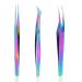3Pcs Eyelash Extension Tweezers Set Lash Tweezers Eyelash Tweezers for Extensions 3 Styles Straight and Curved Eyelash Tweezers Pointed Eyelash Tweezers for Classic Individual Eyelash Extensions