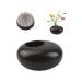 WANDIC Flower Arranging Supplies  Round Flower Frog & Ceramic Flower Pot Shiny Black Pebble Flower Arrangement Pot for Ikebana Floral Art Home Office Decoration Glossy