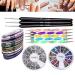 Premium Nail Art Accessories Kit: 5 Double-Ended Dotting Tools 3 Detail Brushes 2000 Silver Decorations & 10 Decorative Strips for Stunning Nail Designs - Buy Online on SooperMarket.com