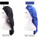 LadayPoa 2 Pcs Long Satin Sleep Cap for Women - Black+Blue | Silky Bonnet for Curly Hair Protection - Buy Online on SooperMarket.com