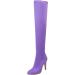 Shop Women's Winter Shoes: Comfortable Vintage Knee-High Leather & Suede Boots in Purple | Slipproof & Elegant Block Heel Overknee Styles - Buy Online on SooperMarket.com