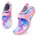 CROVA Kids Water Sports Shoes Ultra Light Totally Drainage Quick-Dry Aqua Socks Barefoot Slip-on for Boys Girls Toddler 2.5 Little Kid A Purple Galaxy
