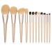 DFHBFG 12 Wooden Handle Makeup Brush Set Powder Brush Shadow Eyebrow Brush Makeup Tool As shown in the figure D