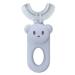 JENPECH Kids U-Shaped Toothbrush - Cartoon Bear Shape - Food Grade Soft Silicone Brush Head 360 Oral Teeth Cleaning Design for Toddlers and Children Blue