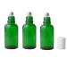 3PCs 50ml emptiness Refillable green glass essential oil roll on bottles Cosmetic sample packaging Glass pots with metal roller ball and white cap for essential oil perfume 50 ml