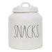 Rae Dunn Ceramic Cookie Jar for Snack Storage, Stoneware Treat Canister, White Snacks
