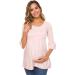 Love2Mi Women Maternity Blouse XL Pink Stripe | Pregnancy Shirt 3/4 Bell-Sleeve | Striped Maternity Clothes - Buy Online on SooperMarket.com