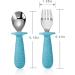 PandaEar 4 Set Baby Toddler Silicone Stainless Steel Utensils Silverware Spoon Fork - BPA Free, Anti-Choke Design (Blue&Grey) - Buy Online on SooperMarket.com