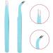 Stainless Steel Nail Art Tweezers Anti Static Straight Curved Head Accurate Manicure Picking Rhinestone Metal Accessory Pick Up Durable and Exquisite (Blue) - Buy Online on SooperMarket.com