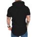 Aiyino Men's Short Sleeve Athletic Hoodie - Solid Color Fashion Pullover | Black - Buy Online on SooperMarket.com
