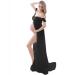FEOYA Maxi Maternity Dress Chiffon Lace Strapless Gown Split Front for Pregnant Women Photography Full Length Black L