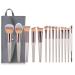 Buy 14 Champagne Gold Makeup Brush Set - Eyebrow & Loose Powder Brushes | Premium Beauty Tools - Buy Online on SooperMarket.com