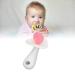 Silicone Baby Teether Stick for 6-12 Months | Easy-to-Clean Teething Toy in Candy Shape | BPA-Free (Pink White) - Buy Online on SooperMarket.com