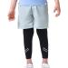 Badeke Boys 2 in 1 Running Compression Pants - Small Light Grey | Quick Drying & Breathable Workout Legging - Buy Online on SooperMarket.com