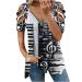 V-Neck Zipper Tops for Women,Ladies V-neck Low-Cut Zipper Print Off-The-Shoulder Short SleeVed T-shirt Top