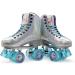 FoxySkate Roller Skates Women  Double Row & 4 Wheels Shiny Roller Skates for Women and Men  Adjustable  Indoor and Outdoor Roller Skates for Girls  7-10 US HOLOGRAPHIC 9 - Buy Online on SooperMarket.com