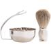 Bey-Berk BB13 Chrome Plated & Satin Soap Dish with Pure Badger Brush - Luxury Bathroom Accessory - Buy Online on SooperMarket.com