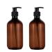 sdoot Shampoo Bottles with Pump, 17oz Refillable Amber Plastic Pump Dispenser Bottle for Soap Shampoo Conditioner, 2 Pack 500ml Brown