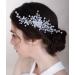 Chargances Bridal Crystal Hair Comb Wedding Blue Beaded Gemstone Hair Side Comb Fashion Flower Headband Headpieces Wedding Prom Flower Girl Hair Accessories for Women and Girls (Silver)