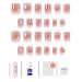 24PCS Press on Nails Short Glue on Nail for Women Shiny French False Nails Fake Nails False Nail with Glue for Girl Nail Art