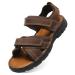 Ziitop sandals men leather sandals outdoor beach trekkingandals summer men slipproof light trekking shoes adjustable with Velcro beach sandals 46 EU dark brown 1