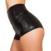 zdhoor Lady Metallic Rave Dance Booty Shorts Women High Waist Liquid Wet Look Hot Pants Club Faux Leather Shorts Black Small