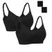 Dreamburn Maternity Nursing Bra Wireless Seamless Comfortable Breastfeeding Bras 4 Rows Adjust Hook with Removable Spill Prevention Pads Add Extenders XL 2*black Style1