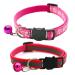 HepplLy 2-Pack Cat Collars Quick Release Reflective Kitten Collar with Bell (Dark Pink)
