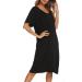 Jecarden Women's Maternity Nightgown | Short Sleeve Hospital Sleepwear | Modal Cotton Nightgown - Black XL - Buy Online on SooperMarket.com