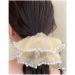 Mytoptrendz Pearl Trim Shimmer Chiffon Organza Scrunchie Ponytail Holdes Elastic Scrunchie Hair Ties Elastic Bobble Dance Bun Decor for Women and Girls (Cream) - Buy Online on SooperMarket.com
