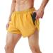 TENJOY Men's 3 Running Shorts Gym Athletic Workout Shorts with Zipper Pocket - Yellow, Small - Buy Online on SooperMarket.com