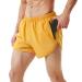 TENJOY Men's Running Shorts Gym Athletic Workout Shorts for Men 3 inch Sports Shorts with Zipper Pocket Yellow Small