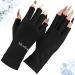 MelodySusie Premium UV Gloves for Nails Professional UPF 99+ UV Protection Gloves for Manicures Cool Feeling Fabric Nail Art Skin Care Fingerless Anti UV Glove Protect Hands from UV Harm Black