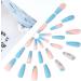 Brishow Coffin False Nails - Long Blue Flower Fake Nails | 24pcs Ballerina Acrylic Stick on Nails for Women and Girls - Buy Online on SooperMarket.com