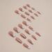 French Tip Press on Nails - Long Gold Foil Square Shape Reusable Gel Nails - 24 Pcs Glossy Nude Stick-On Nails for Women & Girls - Buy Online on SooperMarket.com