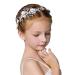 IYOU Princess White Flower Headpiece Pearls Hairdress Crystal Bridal Wedding Hair Accessories Communion for Girls