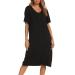 Jecarden Women's Maternity Nightgowns Short Sleeve Hospital Childbirth Nightgown Sleepwear Modal Cotton Nightgown with Comfortable Buttons Black XL