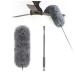 Microfiber Feather Duster - an 100 inch Extendable and Bendable Long Handle Dusters for Dust and Cobweb Cleaning All-Round Home Cleaning Gray