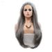 SHIYID Smoky Gray Color Long Straight Wigs Lace Front Synthetic Wig Heat Resistant Fiber Hair For Women Soft Lace