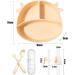 Baby Suction Plate Set - Non-Slip Silicone Divided Placemat with Fork & Spoon - Yellow - Buy Online on SooperMarket.com