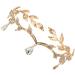 Rhinestone Leaf Headband Golden Wedding Head Chain with Teardrop Crystal Leaf Hair Vine - Buy Online on SooperMarket.com