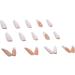 White French Fake Nails with Rhinestones and Sequins | Long Stick on False Nails Art Kit - Buy Online on SooperMarket.com